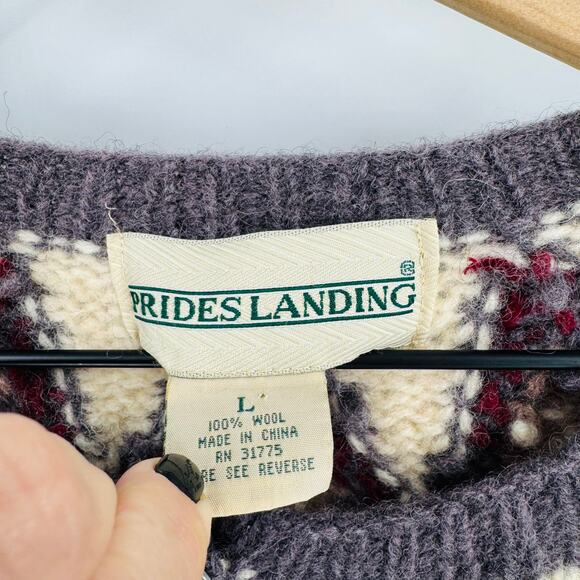 Vintage Pride’s Landing 100% Wool Fair Isle Cardigan Sweater Nordic Cabin Winter - Picture 3 of 7